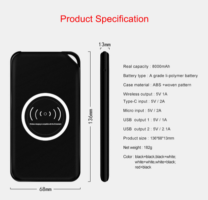 8000mAH Keychain Wireless Power Bank with Woven Pattern