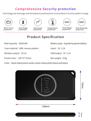 8000mAH Keychain Wireless Power Bank with Woven Pattern