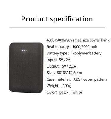 5000mAH Mini Portable Power Bank with Dual USB Port and Woven Parttern