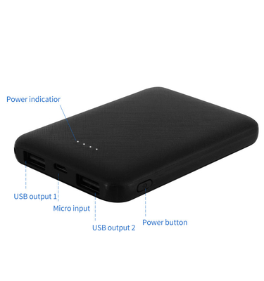 5000mAH Mini Portable Power Bank with Dual USB Port and Woven Parttern