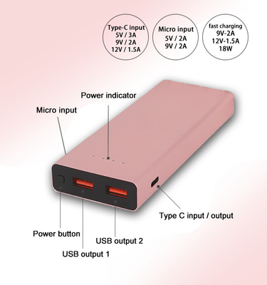 8000mAH New Design Fast Charge Power Bank with Dual USB Port and Type-C Output