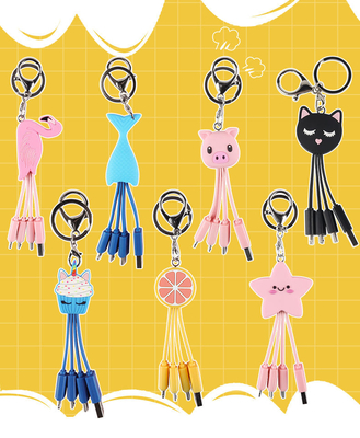 Customized PVC 4 in 1 USB Cable with Keyring