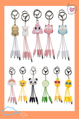 Customized PVC 4 in 1 USB Cable with Keyring