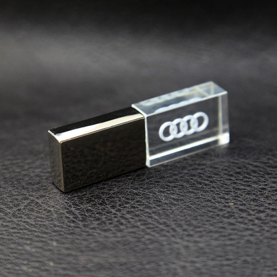 Custom Logo USB 3.0 or 2.0 Crystal Usb flash drive With LED Light