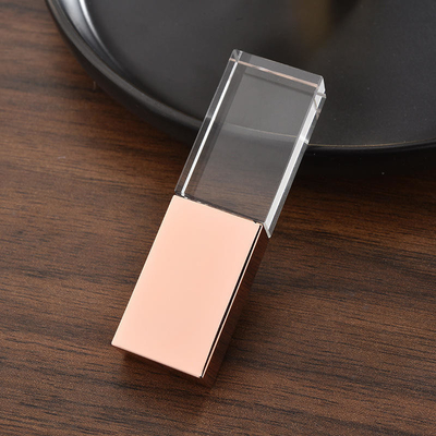 Custom Logo USB 3.0 or 2.0 Crystal Usb flash drive With LED Light