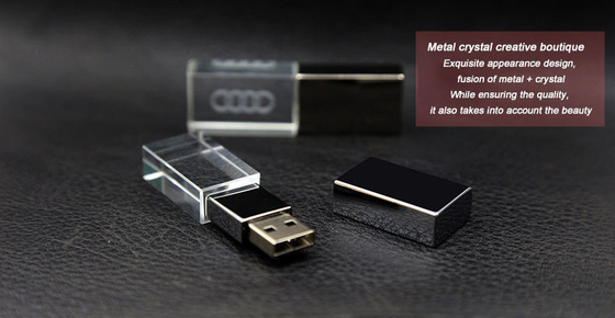 Custom Logo USB 3.0 or 2.0 Crystal Usb flash drive With LED Light