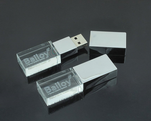 Custom Logo USB 3.0 or 2.0 Crystal Usb flash drive With LED Light