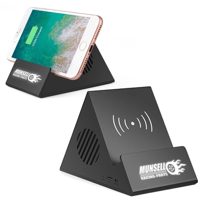 Hot Selling! 4 in 1 Multi-funcational Bluetooth Speaker Wireless Charger+Light Up Logo+Mobile Stand