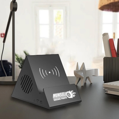 Hot Selling! 4 in 1 Multi-funcational Bluetooth Speaker Wireless Charger+Light Up Logo+Mobile Stand