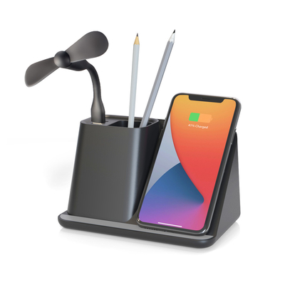 2022 New Arrival USB And Type C Output Wireless Fast Charger Pen Holder With Wireless Charger
