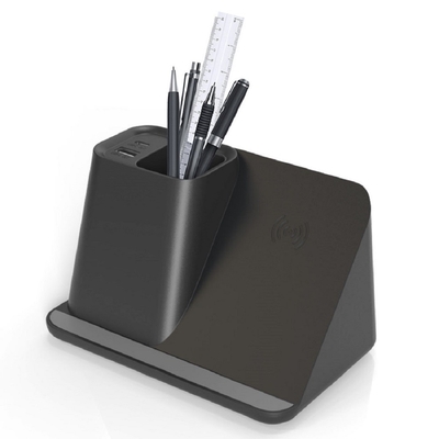2022 New Arrival USB And Type C Output Wireless Fast Charger Pen Holder With Wireless Charger
