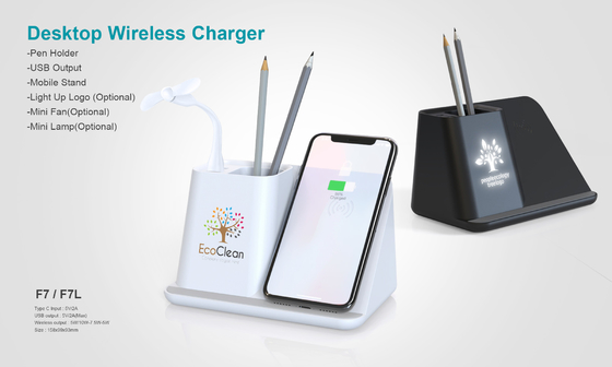 2022 New Arrival USB And Type C Output Wireless Fast Charger Pen Holder With Wireless Charger