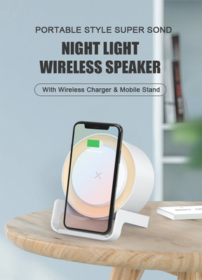 4 in 1 Multi-Funcational Night Light  Bluetooth Speaker With Wireless Charging and Phone Stand