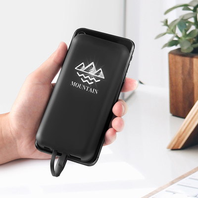 Best selling Wireless Charger Power bank 8000mAh Built-in Cable with LED Light-up logo and Suction cup
