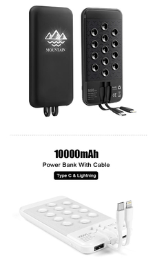 Best selling Wireless Charger Power bank 8000mAh Built-in Cable with LED Light-up logo and Suction cup