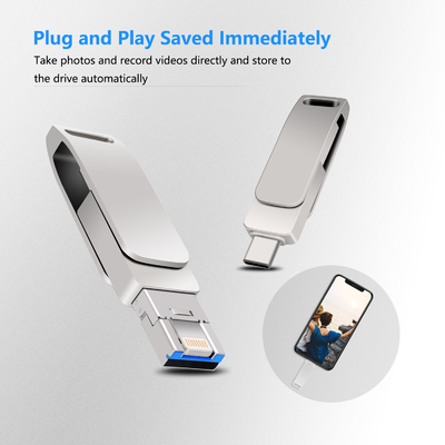High Quality 3 in 1 Fast Transfer USB Flash Drive with USB 3.0, Type-C and Lightning Connector