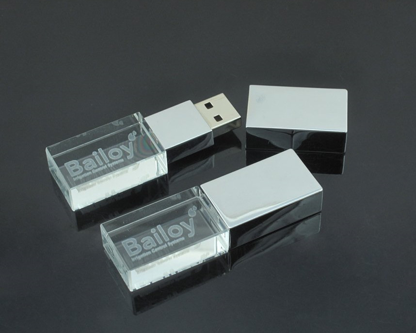 Custom Logo USB 3.0 or 2.0 Crystal Usb flash drive With LED Light